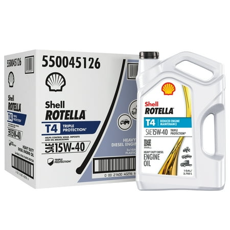 Shell Rotella T4 Triple Protection 15W-40 Motor Oil, 1 Gallon (3 Pack)