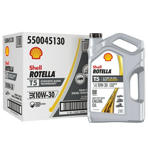 Shell Rotella T5 Synthetic Blend 10W-30 Diesel Engine Oil, 1 Gallon (3 Pack)