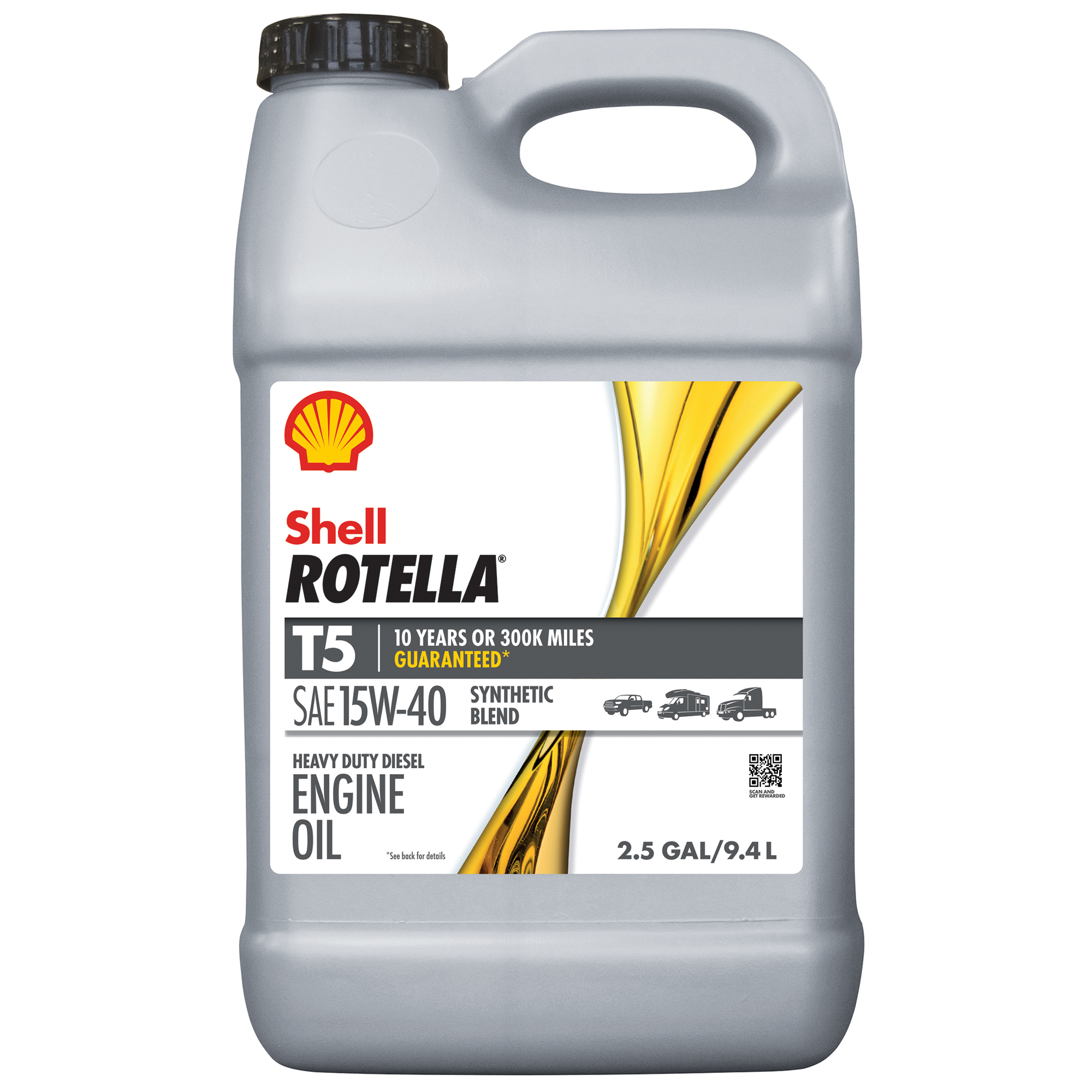 Shell Rotella T5 Synthetic Blend 15W-40 Diesel Engine Oil, 2.5 Gallon - image 1 of 9