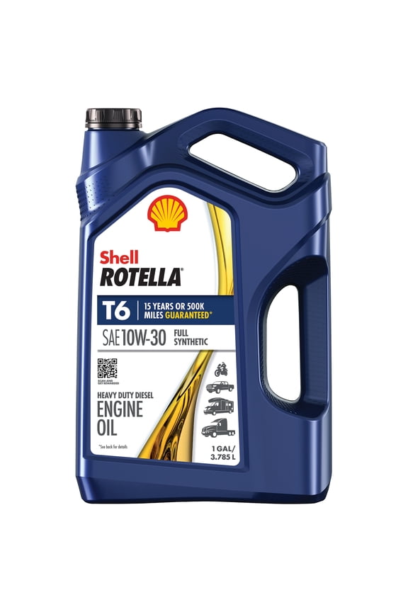 Shell Rotella T6 Full Synthetic 10W-30 Diesel Engine Oil, 1 Gallon