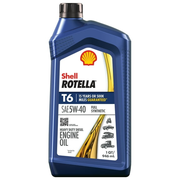 Shell Rotella T6 Full Synthetic 5W-40 Diesel Engine Oil, 1 Quart