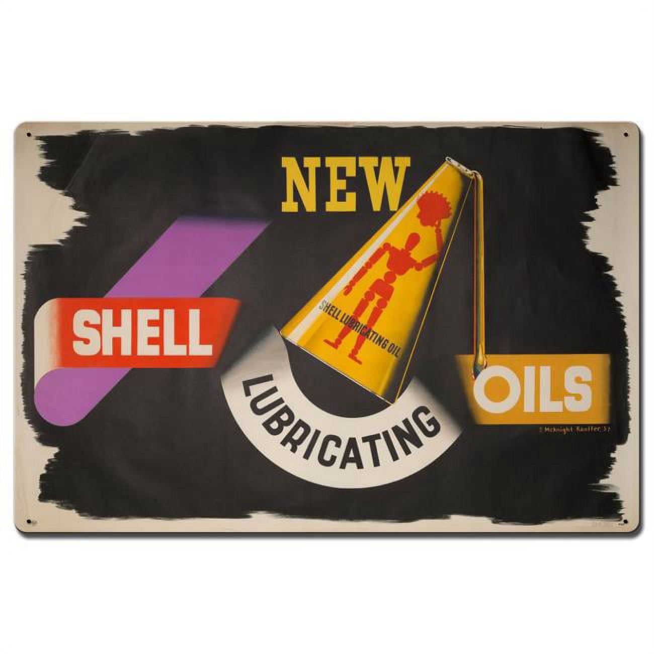 Shell SHL361 24 x 16 in. New Shell Lubricating Oil Satin Metal Sign ...