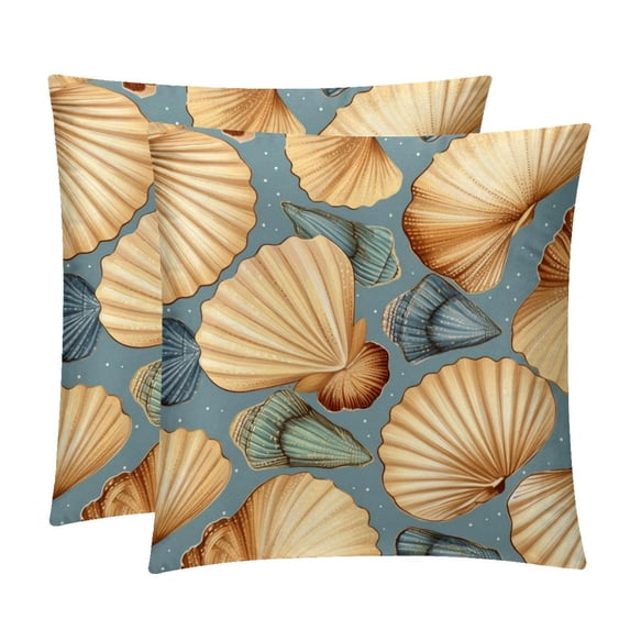 Shell Set of 2 Velvet Throw Pillow Covers Inserts for Bed Pillow, Decorative Pillows - 16x16 18x18 20x20 Inches with Unique Patterns for Various Occasions