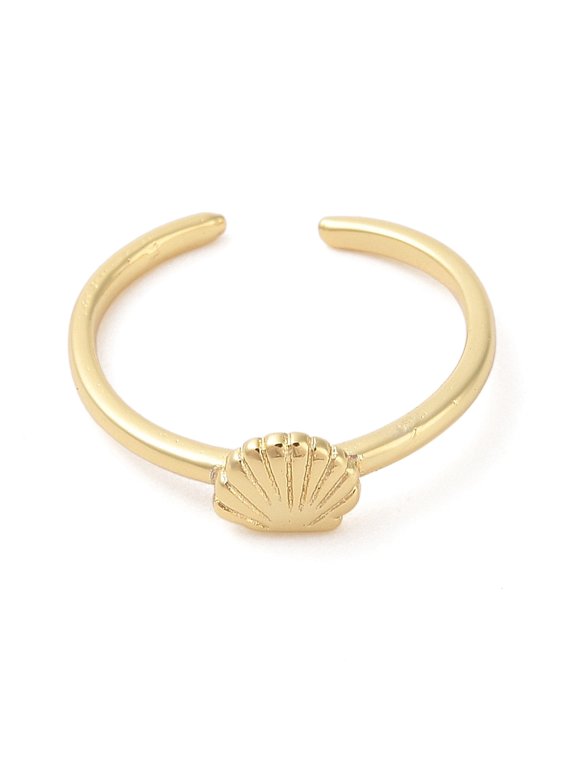 Shell Shape Brass Open Cuff Rings Long-Lasting Plated Lead Free & Cadmium Free Real 18K golden Plated Adjustable