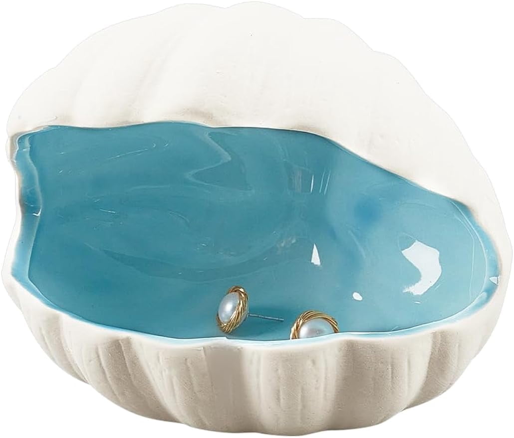 Ceramic Jewelry Tray Ceramic Earring Holder Shell Shape Ceramic