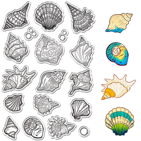 Shell Shape Clear Rubber Stamps Ocean Transparent Silicone Seal Sea Clears Stamp DIY