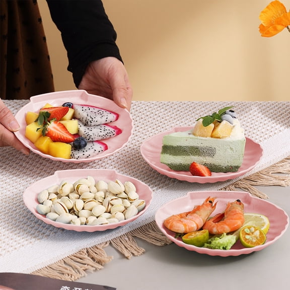 Shell Shape Dessert Plates, Small Plates for Appetizers, Reusable Plastic Wedding Cake Plates, Snack Salad Party Serving Plate for Travel Camping Picnic