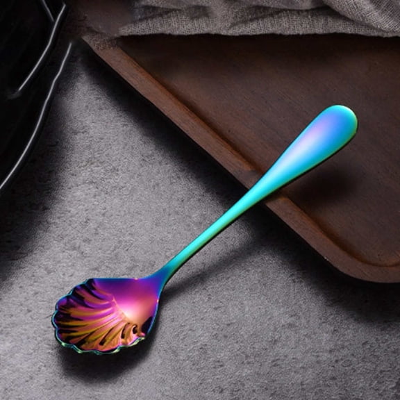 Shell Shape Stainless Steel Sugar Spoon,Small Spoons for Dessert Tiny Jelly Spoon Salt Spoon Mini Espresso Spoons Tea Spoons Stirring Spoons for Spice Chocolate,Jam,Dishwasher Safe (Colorful)