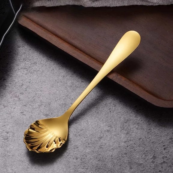 Shell Shape Stir Spoons 18/10(304) Stainless Steel Sugar Spoon, Clearance, Vintage 5.2inch Teaspoons for Coffee, Afternoon tea, Dessert, Espresso, Cappuccino, Demitasse, Yogurt, Home, Bar(C)