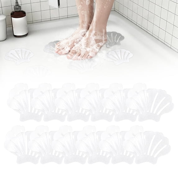 Shell Shaped Anti Slip Bathtub Stickers, Clear Transparent Texture Design, Shower Floor Safety Traction Grips, Pool Stair Treads, Adhesive Waterproof Protection