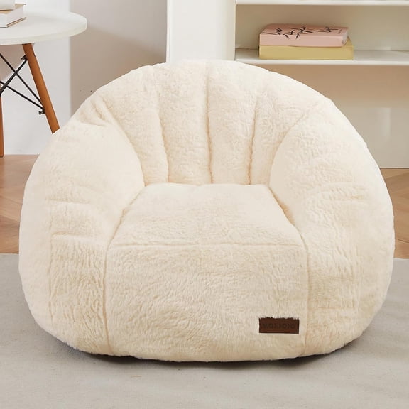 Shell Shaped Bean Bag Chair for Kids Standard Size Beige