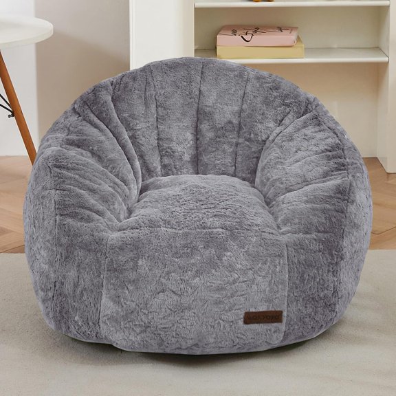 Shell Shaped Bean Bag Chair for Kids Standard Size Dark Grey