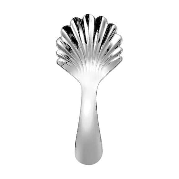 Shell Shaped Mini Salt Spoons Stainless Steel Short Handle Spoons Coffee Scoops Candy Scoopers for Sauces Tea Sugar Salt Spices Jars Honey Desserts 3.8inch Scalloped Sugar Spoon