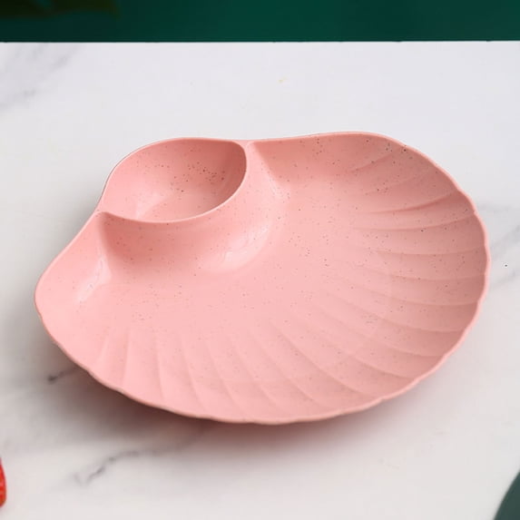 Shell Nameplate Shell Shaped Snack Tray, Divided Serving Plate with Dip Compartment for ...