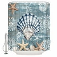 thumbnail image 1 of Shell Shower Curtain, 66" x 72", Coral Starfish Coral Vintage Waterproof Bathroom Curtain Washable Shower Curtain Set with 12 Hooks, 1 of 6