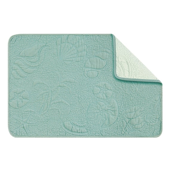 Shell Single Cotton Reversible Machine Washable Placemat Blue