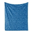 thumbnail image 1 of Shell Soft Flannel Fleece Blanket, Aquatic Summer Nautical Theme Outline Simplistic Pattern of Various Seashells, Cozy Plush for Indoor and Outdoor Use, 50" x 60", Cobalt Blue White, by Ambesonne, 1 of 5