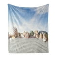 thumbnail image 1 of Shell Soft Flannel Fleece Blanket, Fragile Seashells on Sand Hill with Sky Background Coastal Theme Summer Beach Photo, Cozy Plush for Indoor and Outdoor Use, 50" x 70", Multicolor, by Ambesonne, 1 of 5