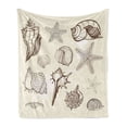 thumbnail image 1 of Shell Soft Flannel Fleece Throw Blanket, Grunge Designed Outline Starfish and Seashells Nautical Art, Cozy Plush for Indoor and Outdoor Use, 50" x 70", Dark Rosewood Eggshell, by Ambesonne, 1 of 5