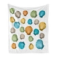 thumbnail image 1 of Shell Soft Flannel Fleece Throw Blanket, Pattern with Colorful Seashells Scallop Illustration, Cozy Plush for Indoor and Outdoor Use, 60" x 80", Multicolor, by Ambesonne, 1 of 5
