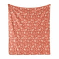 thumbnail image 1 of Shell Soft Flannel Fleece Throw Blanket, Underwater Creatures Starfish Seaweed Scallop Periwinkle Shell and Mollusca, Cozy Plush for Indoor and Outdoor Use, 50" x 70", Salmon and White, by Ambesonne, 1 of 6