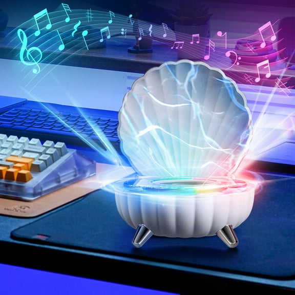 Shell Speaker, Mini Portable Bluetooth Speaker, LED Seashell Small Bluetooth Speaker, Bluetooth Connection Stereo, Wireless Bluetooth MP3 Music Player with Colorful Ambient Light