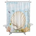 thumbnail image 1 of Shell Starfish Bathroom Shower Curtain, Watercolor Fish Seaweed Nautical Waterproof Washable Soft Bath Curtain for Bathtub Decor with 12 Hooks&Grommet, 66x72 Inch, 1 of 9