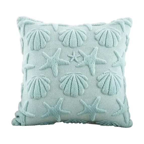 Shell Starfish Throw Pillow Cover Beach Seaside Cushion Cover for Sofa 18*18Inch Square Spring Summer Soft Plush Short Wool Velvet Pillowcase Holiday Decor Cream,1pc