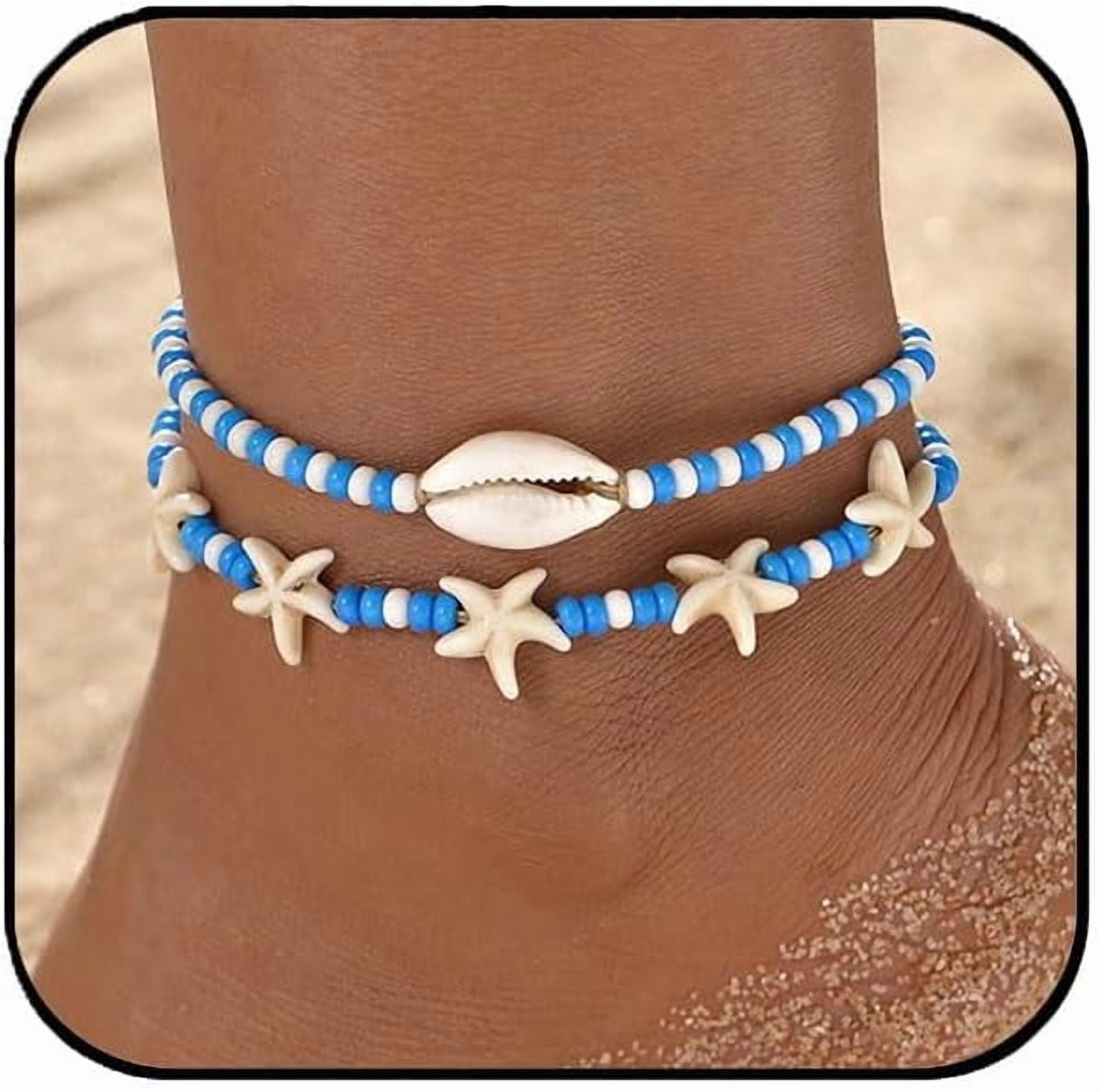 Shell & Starfish Top Anklets for Women, Adjustable Bohemian Beach ...