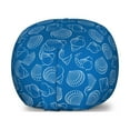 thumbnail image 1 of Shell Storage Toy Bag Chair, Aquatic Summer Nautical Theme Outline Simplistic Pattern of Various Seashells, Stuffed Animal Organizer Washable Bag, Large Size, Cobalt Blue White, by Ambesonne, 1 of 3