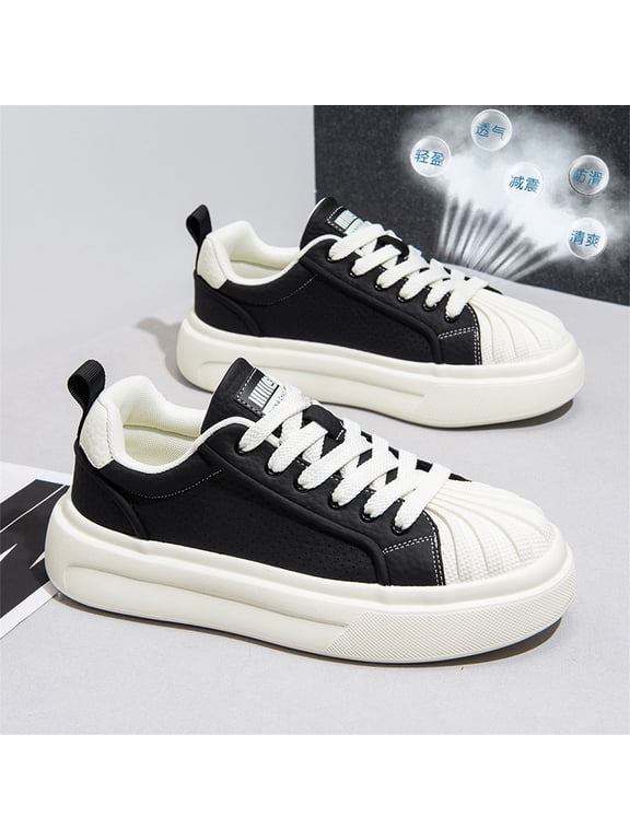 Shell Toe Cap Perforated Breathable Platform Skate Sneakers