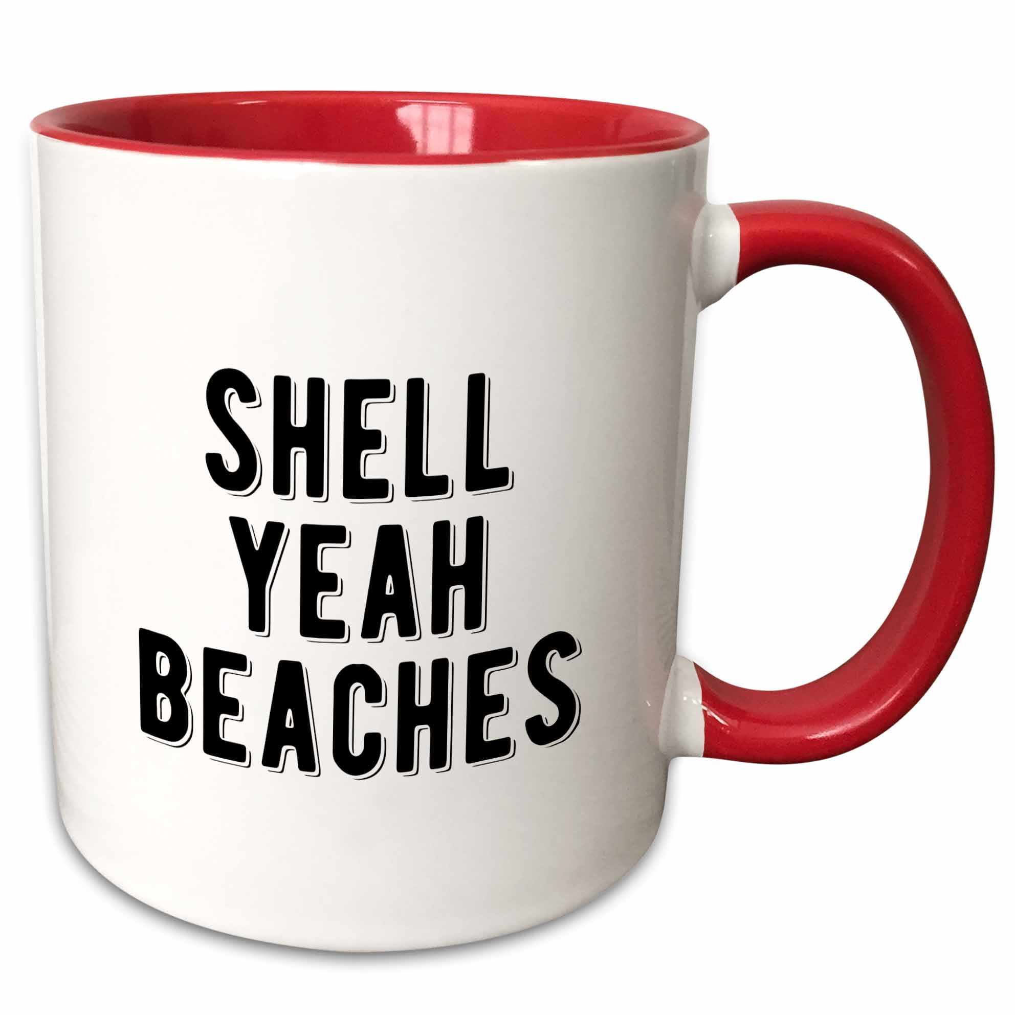 3drose, Shell Yeah Beaches. Bold Black Lettering on a White Background ...