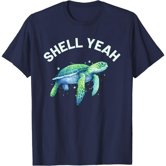 Shell Yeah Cute Tortoise & Sea Turtle Lover Unisex T-Shirt for Men Women Kids Toddler,Navy Color,Size YM