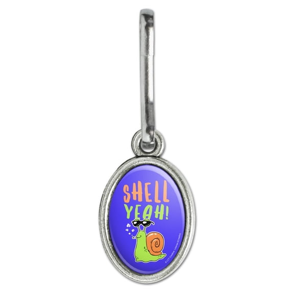 Shell Yeah Hell Yes Snail Funny Humor Antiqued Oval Charm Clothes Purse Suitcase Backpack Zipper Pull Aid