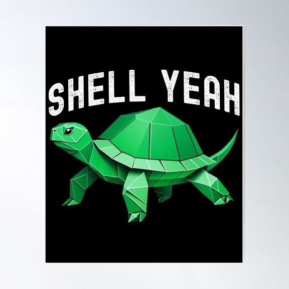 Shell Yeah Turtle Origami Poster Wall Art, Modern Wall Decor For Living Room Bedroom, 24x36 UNFRAMED
