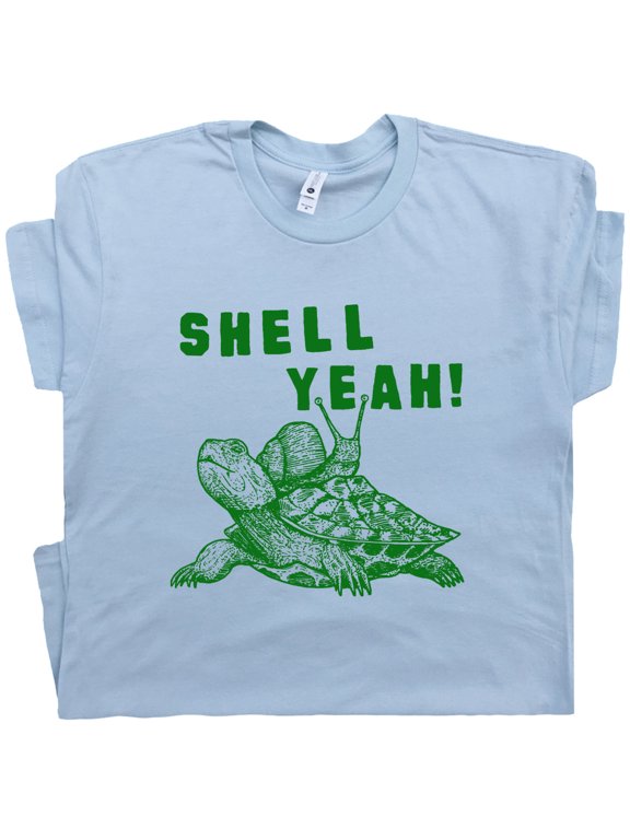 Shell Yeah Turtle T Shirt Funny Sea Turtle Shirts with Sayings for Men Women Cool Snail Graphic Cute Fun Tortoise Tee