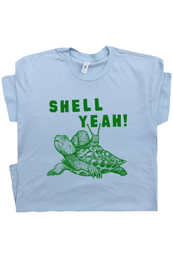 Shell Yeah Turtle T Shirt Funny Sea Turtle Shirts with Sayings for Men Women Cool Snail Graphic Cute Fun Tortoise Tee