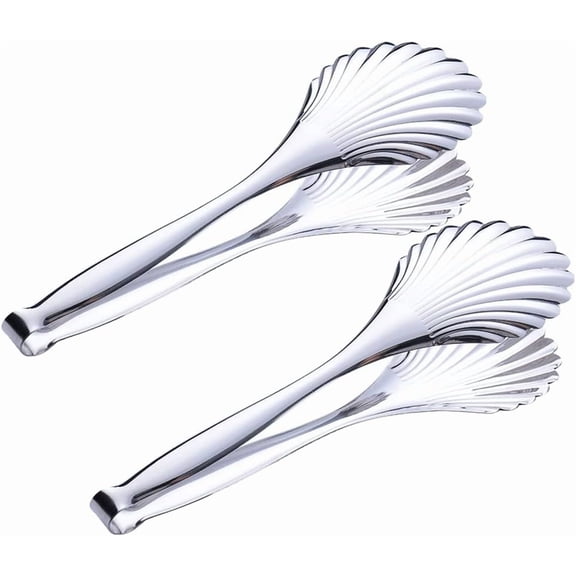 Shell-shaped Buffet Cooking Serving Tongs Set of 2, 12 inch Stainless Steel Catering Chef Food Salad BBQ Serving Tongs