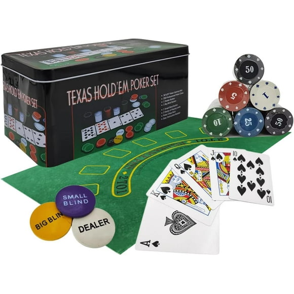 ShellKingdom 200 Set Poker Chip Set for Texas Holdem, Blackjack Poker Chips Set with Table Cloth for Family Friends Party Birthday Holiday Game