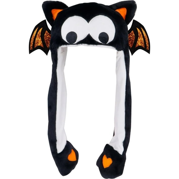 ShellKingdom Bat Plush Winter Novelty Hat Warm Funny Beanie Animal Hat with Ears Moving Jumping Pop Up Beating for Kids Teens Adults - One Size