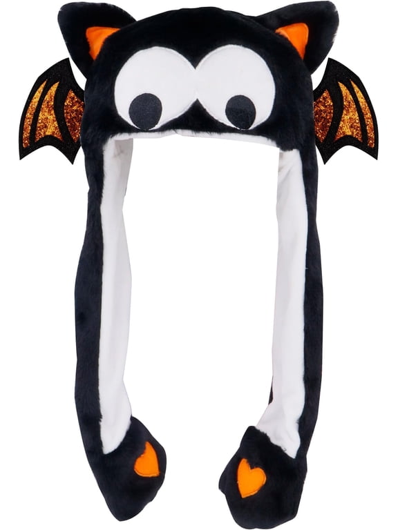 Bat Plush Winter Novelty Hat Warm Funny Beanie Animal Hat with Ears Moving Jumping Pop Up Beating for Kids Teens Adults - One Size