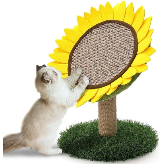 ShellKingdom 17.7'' Cat Scratching Post, Natural Sisal Claw Scratchers Board for Kittens Small Cats. Sunflower Cat Interactive Toys