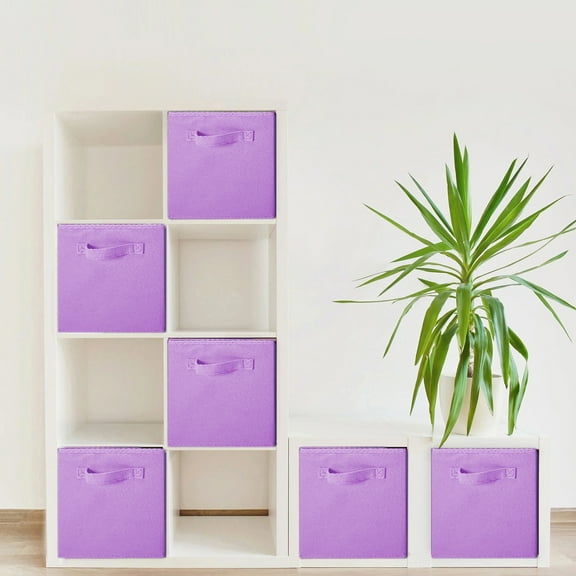 ShellKingdom Collapsible Fabric Cube Storage Bins (10.5" x 10.5"), 6 Pcs Foldable Cloth Organizer Drawer, Lightpurple