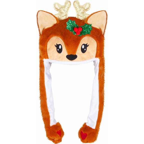 ShellKingdom Elk Plush Winter Novelty Hat Warm Funny Beanie Animal Hat with Ears Moving Jumping Pop up Beating for Kids Teens Adults - One Size