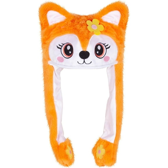 ShellKingdom Fox Plush Winter Novelty Hat Warm Funny Beanie Animal Hat with Ears Moving Jumping Pop Up Beating for Kids Teens Adults - One Size