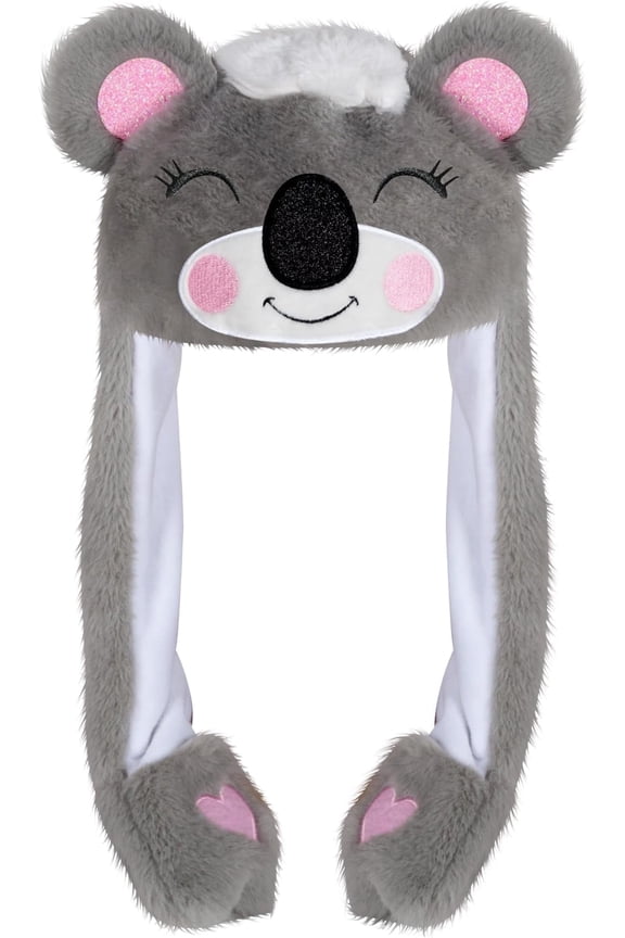 Koala Plush Winter Novelty Hat Warm Funny Beanie Animal Hat with Ears Moving Jumping Pop up Beating for Kids Teens Adults - One Size