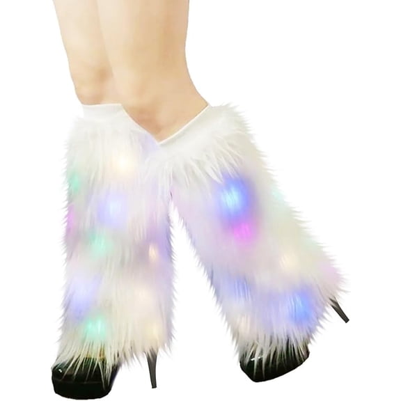 ShellKingdom Women's Faux Fur Leg Warmers, Plush Soft Furry Fluffy Winter Long Boot Cuff Wrist Covers Boots Sleeves