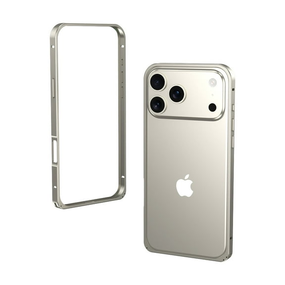 ShellTec For iPhone 16 Pro Metal Bumper Frame Shockproof Case With Seahorse Clasp Heat Dissipation Slim Anti-Scratch No Back Lightweight Non-Slip Magnetic Wireless Charging,Titanium