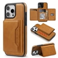 thumbnail image 1 of ShellTech 2 in 1 Wallet Case for iPhone 16 Pro Max Case[Compatible with Magsafe]Card Slot Holder Leather Detachable Magnetic Kickstand Shockproof Slim Phone Cover,Brown, 1 of 13