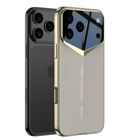 ShellTech For Apple iPhone 17 Pro Max Back Cover Shock-Absorbent Lightweight Non-Slip Tempered Glass PU Leather PC+TPU Basic Protective Case Cover Magnetic,Titaniumgray